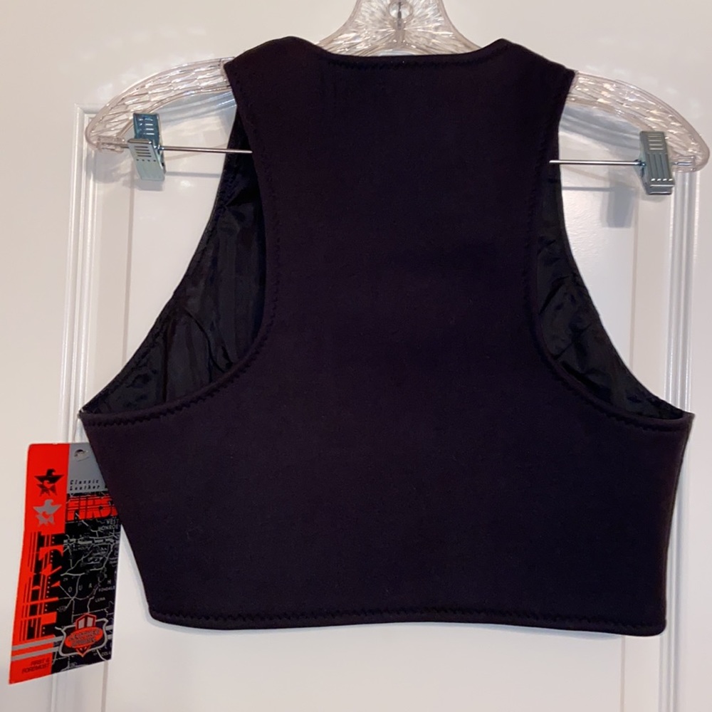 Black Leather Zip-Front Women's Vest - Picture 7 of 10